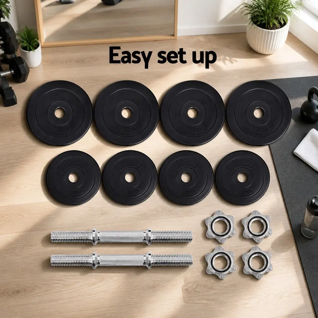 20kg Dumbbell Set Adjustable Dumbbells Home Gym Strength Training Black and Silver