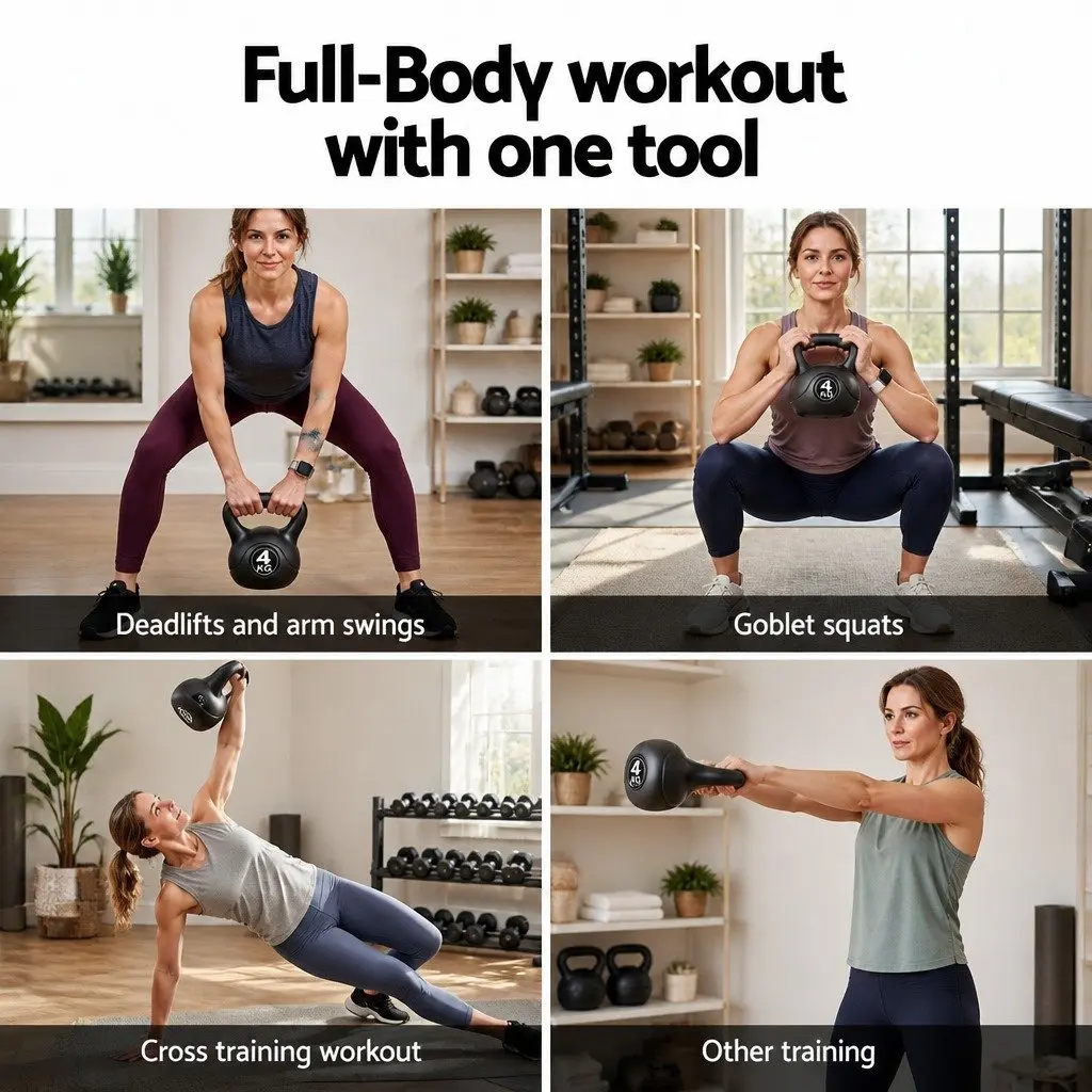 4kg Kettlebell Black Home Gym Weight Lifting Training Exercise Equipment