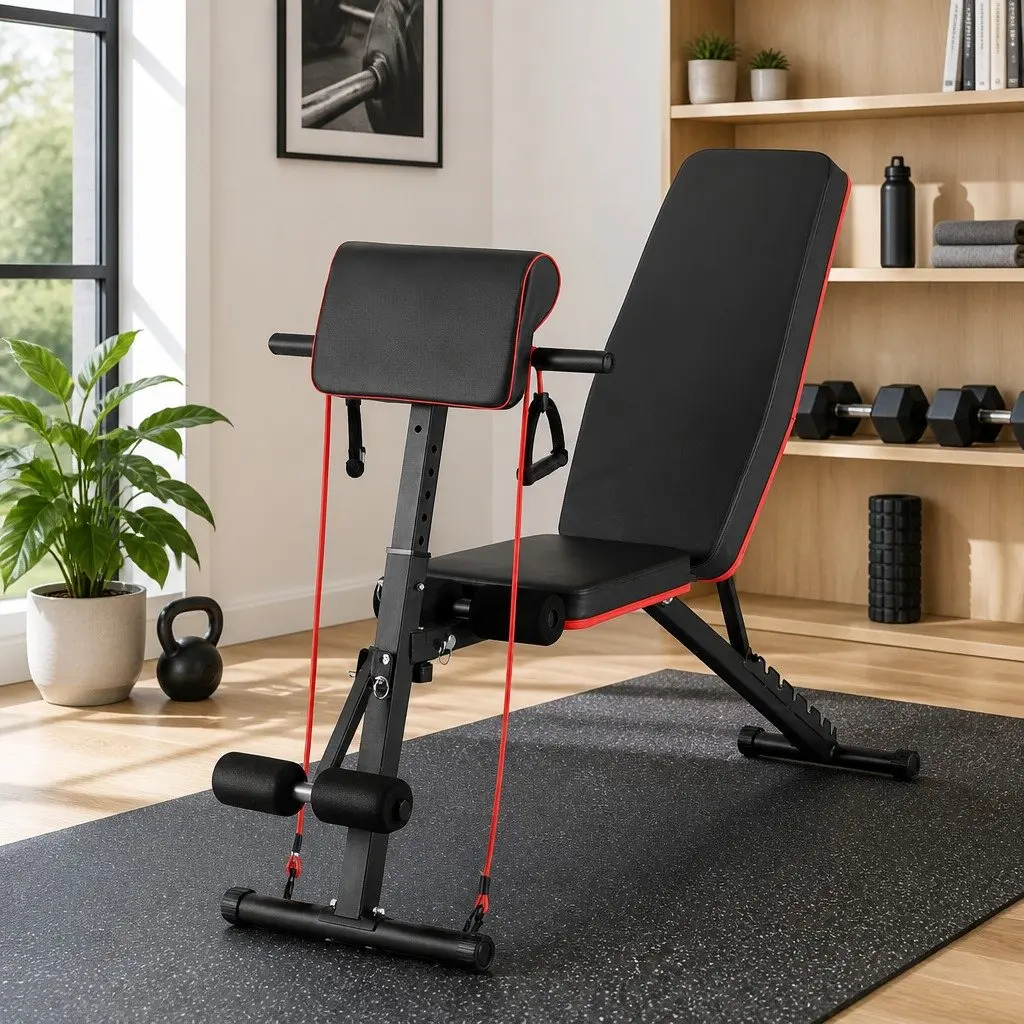 Adjustable Weight Bench Preacher Curl 8 Incline Levels Black
