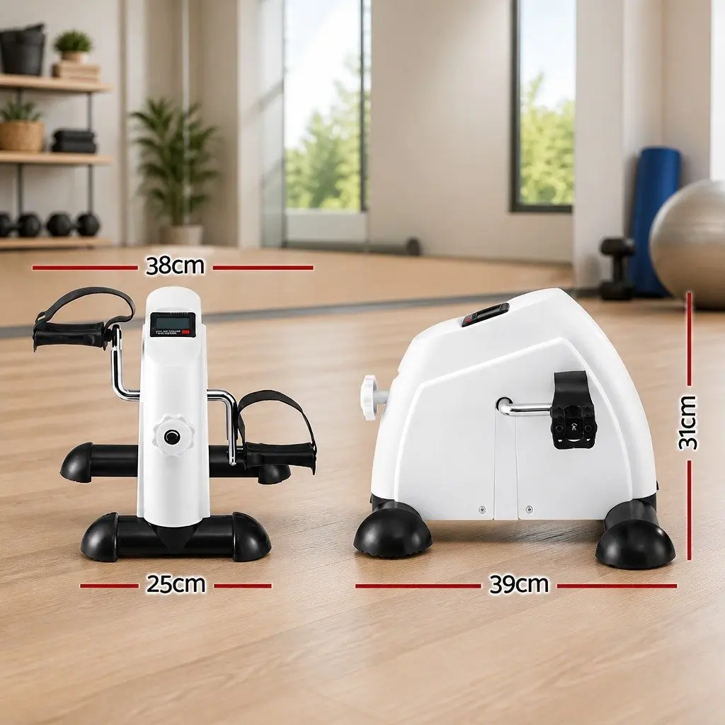 Mini Exercise Bike Pedal Exerciser Under Desk Portable White