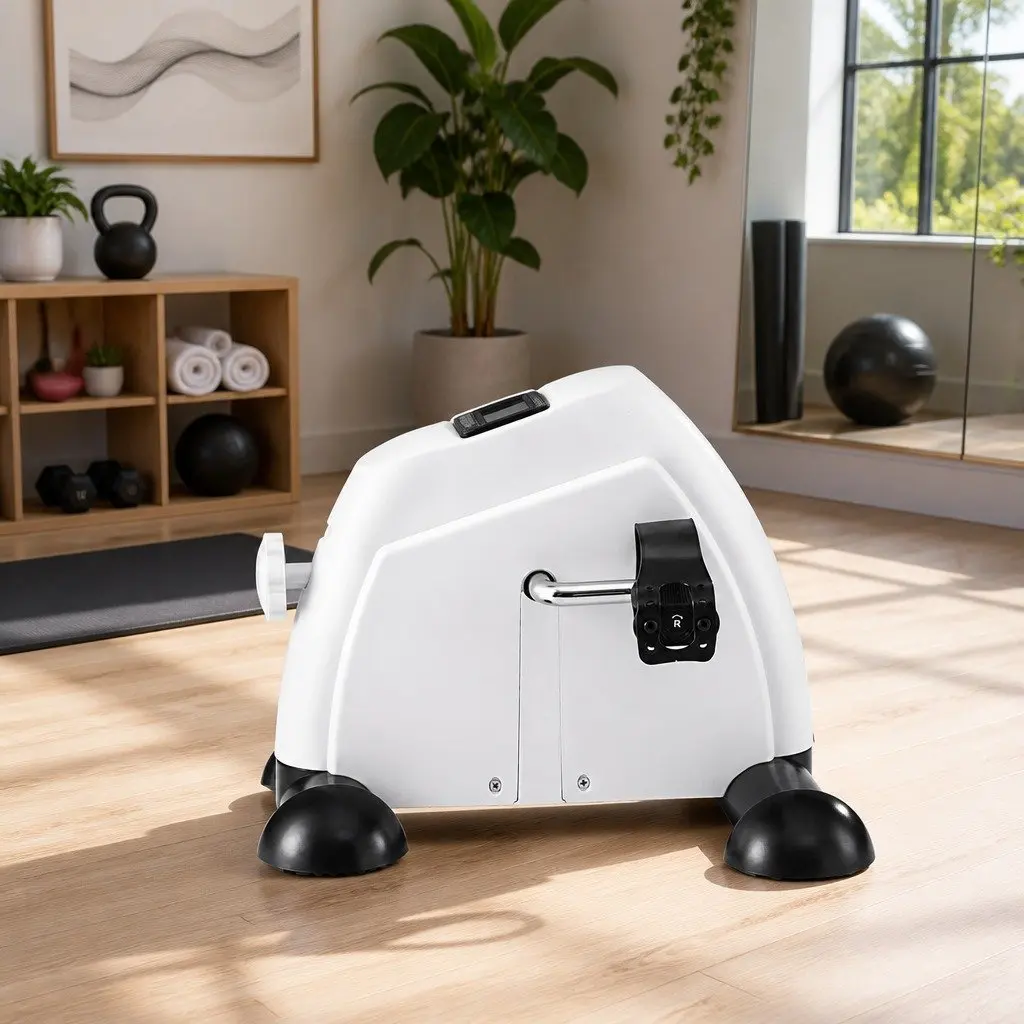 Mini Exercise Bike Pedal Exerciser Under Desk Portable White