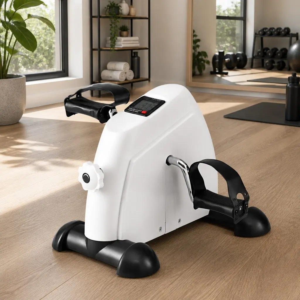 Mini Exercise Bike Pedal Exerciser Under Desk Portable White