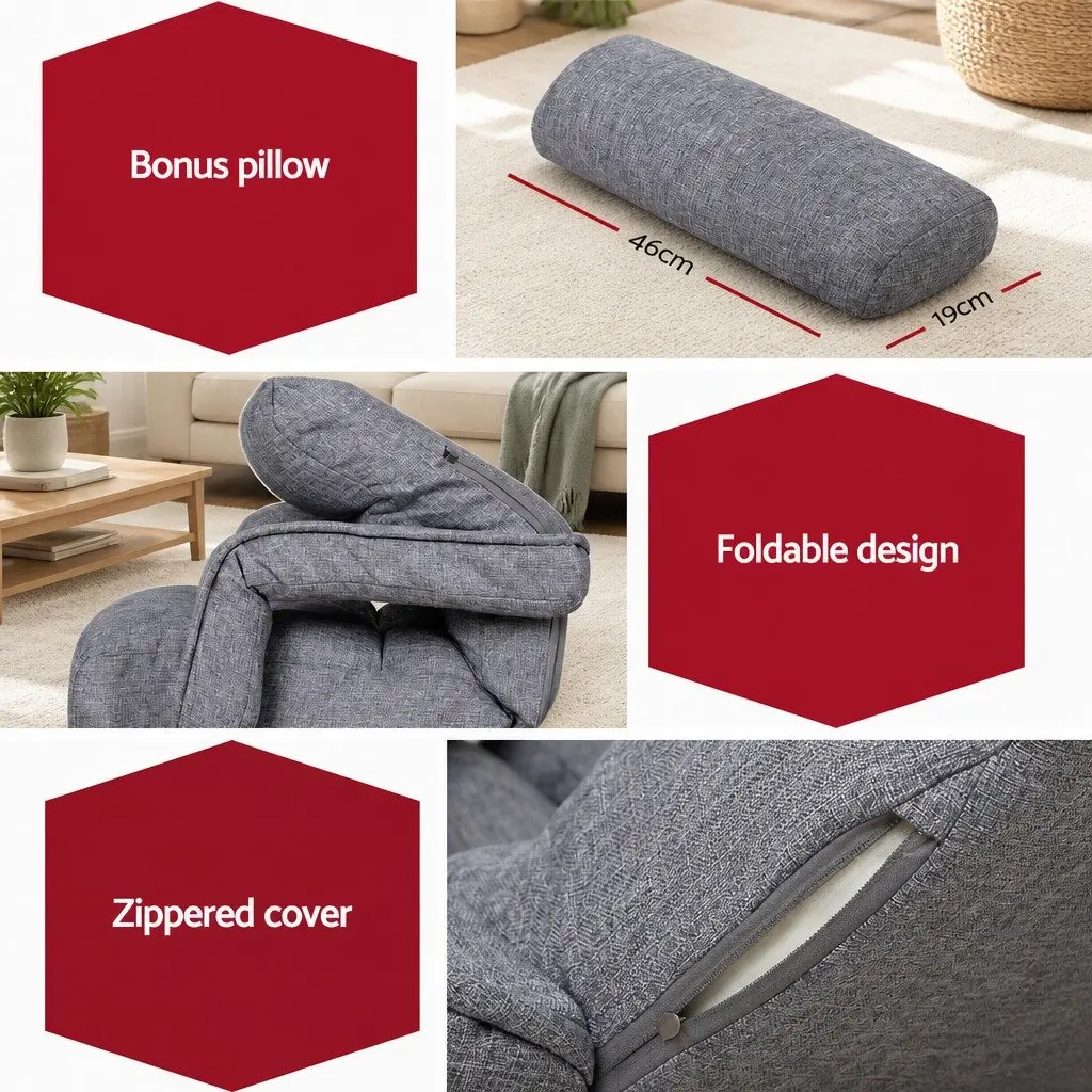 Floor Lounge Chair Swivel Adjustable Foldable Grey
