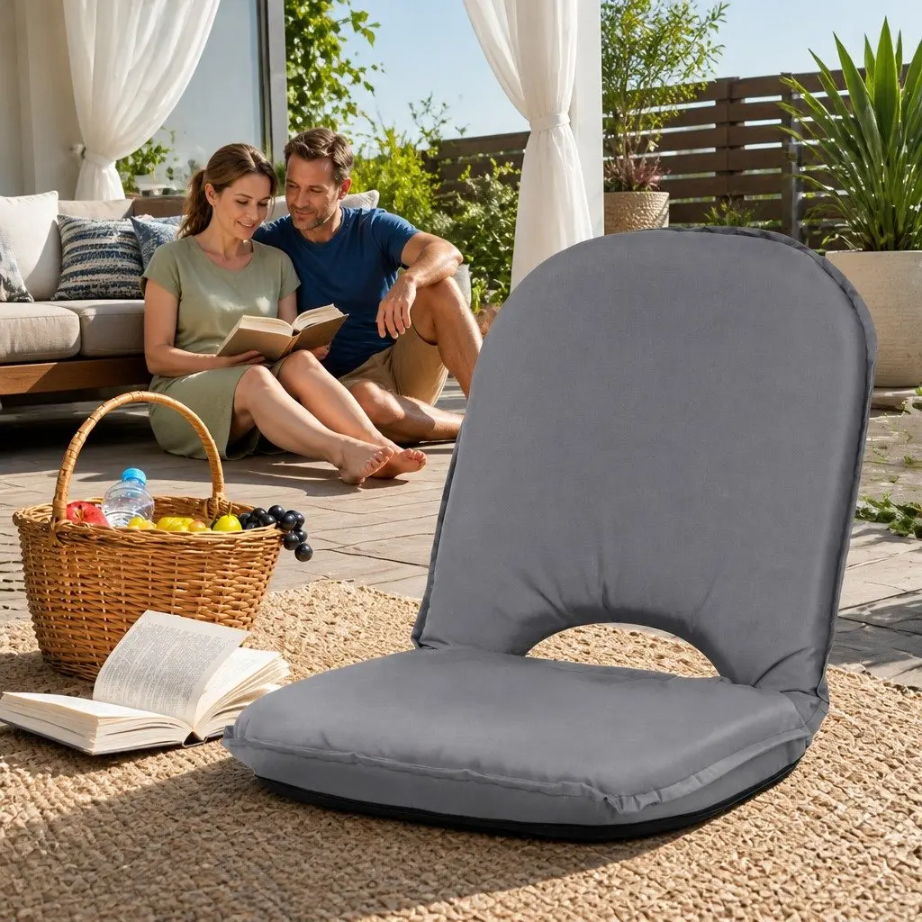 Grey Foldable Lounge Chair for Relaxation