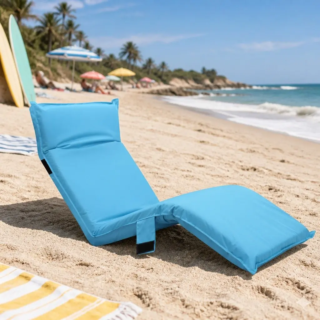 Adjustable Floor Lounge Sofa Bed Camping Chair Indoor Outdoor Recliner Blue