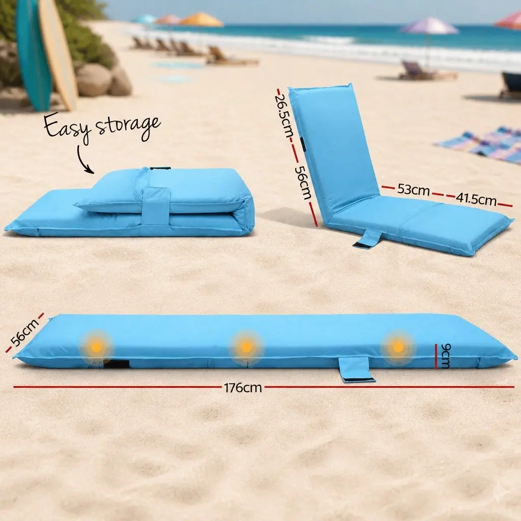 Adjustable Floor Lounge Sofa Bed Camping Chair Indoor Outdoor Recliner Blue