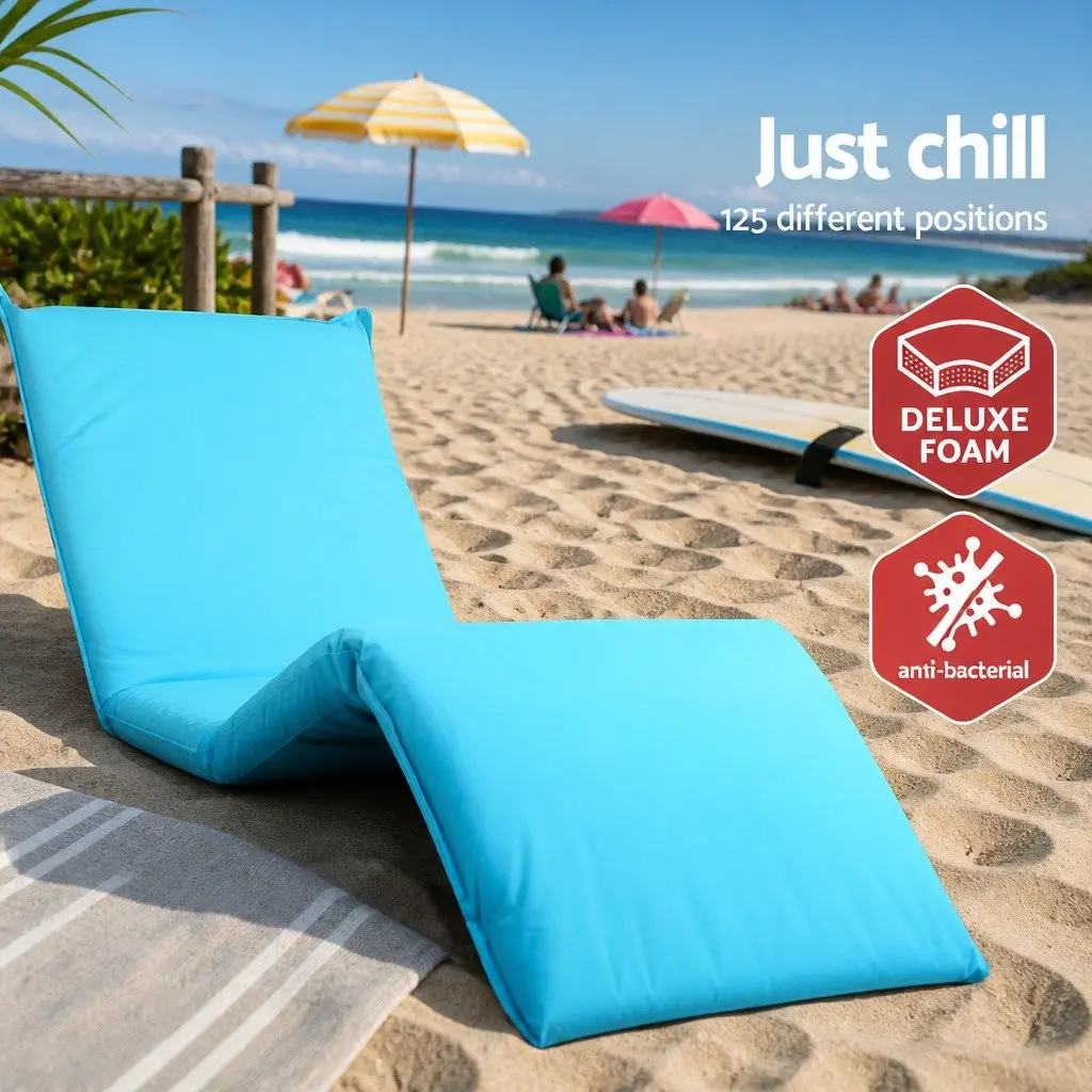 Adjustable Floor Lounge Sofa Bed Camping Chair Indoor Outdoor Recliner Blue