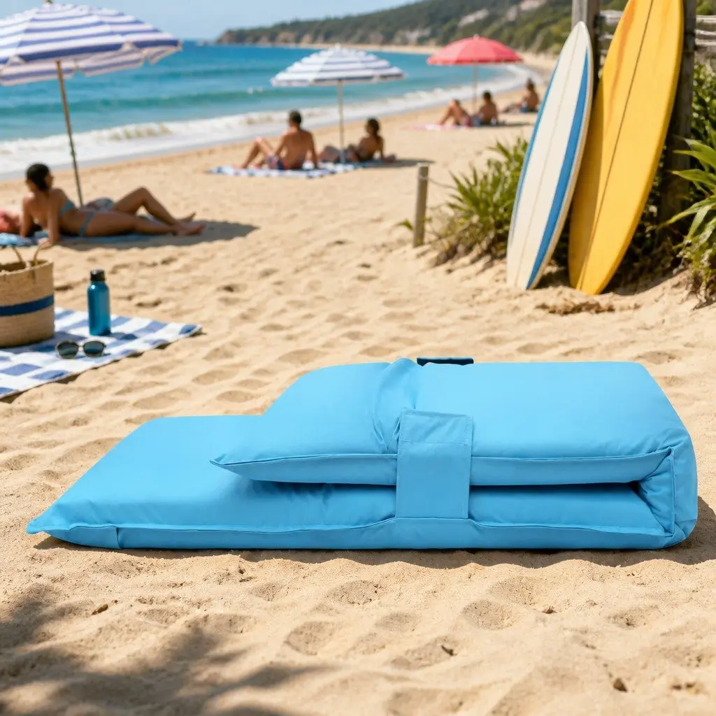 Adjustable Floor Lounge Sofa Bed Camping Chair Indoor Outdoor Recliner Blue