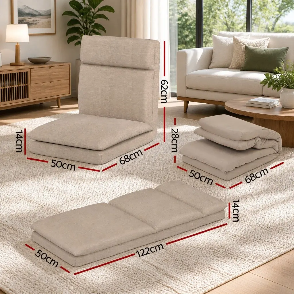 Floor Chair Sofa Lounge Reclining Foldable Portable Living Room Beige