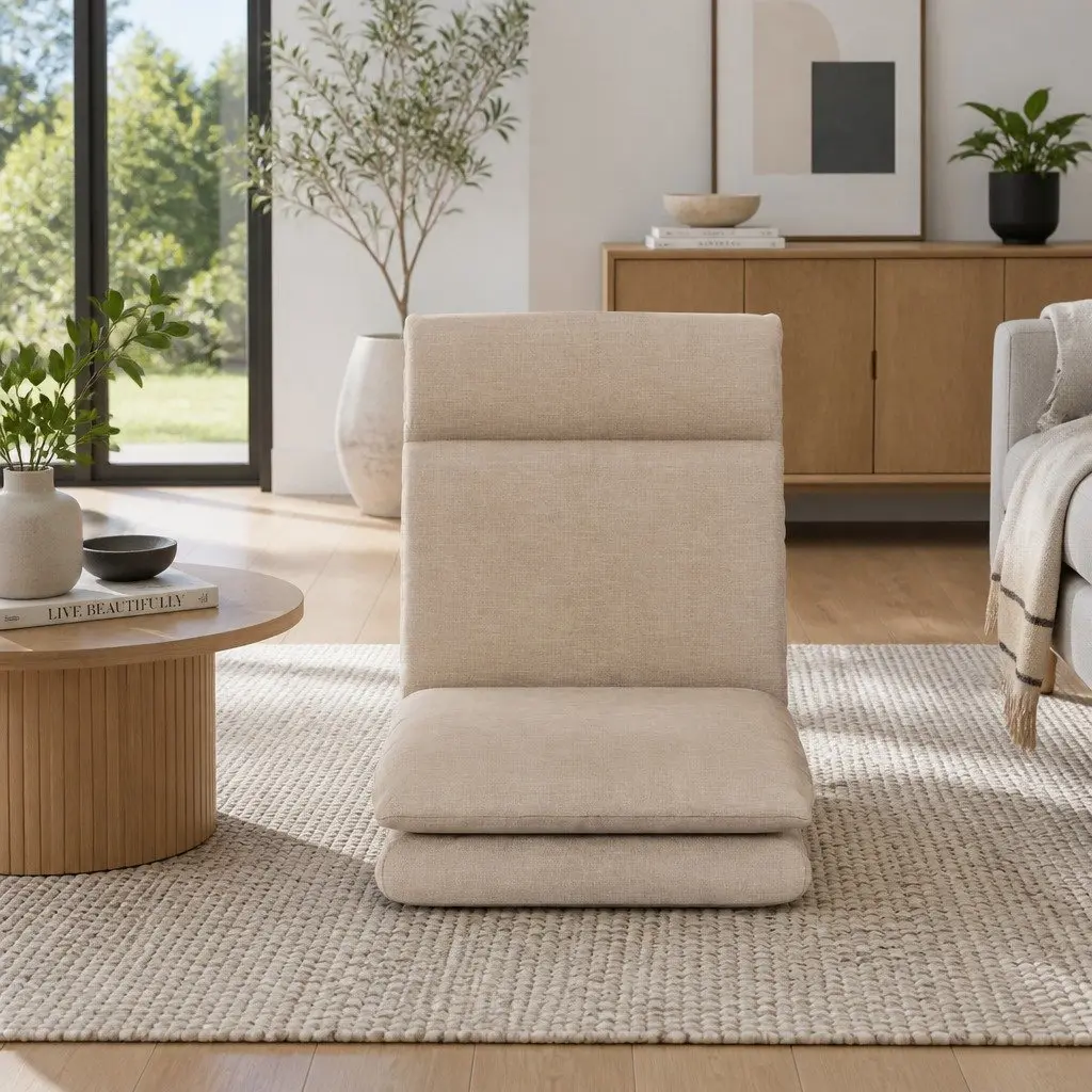 Floor Chair Sofa Lounge Reclining Foldable Portable Living Room Beige