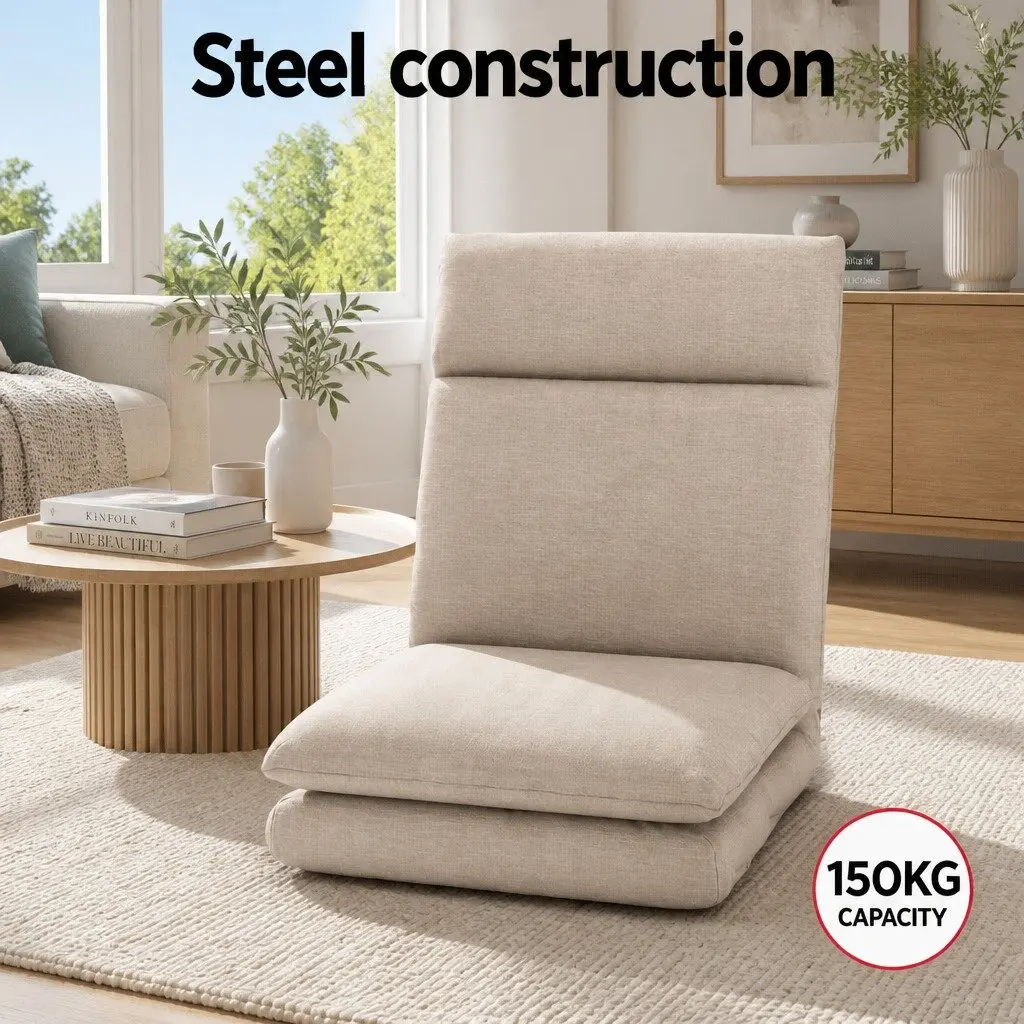 Floor Chair Sofa Lounge Reclining Foldable Portable Living Room Beige