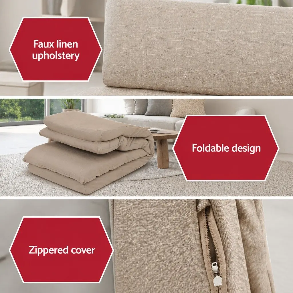 Floor Chair Sofa Lounge Reclining Foldable Portable Living Room Beige