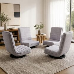 4PCS Swivel Floor Chair 360 Adjustable Foldable Lounge Seat Gaming Reading Sofa