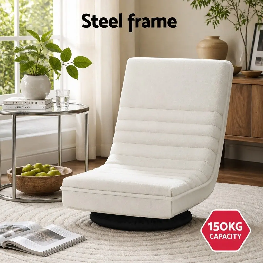 Floor Chair Lounge Sofa Swivel Foldable White Arm Chair Recliner Indoor