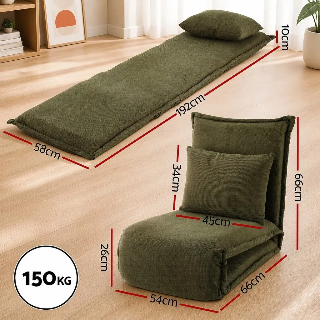 Foldable Green Lounge Sofa Bed
