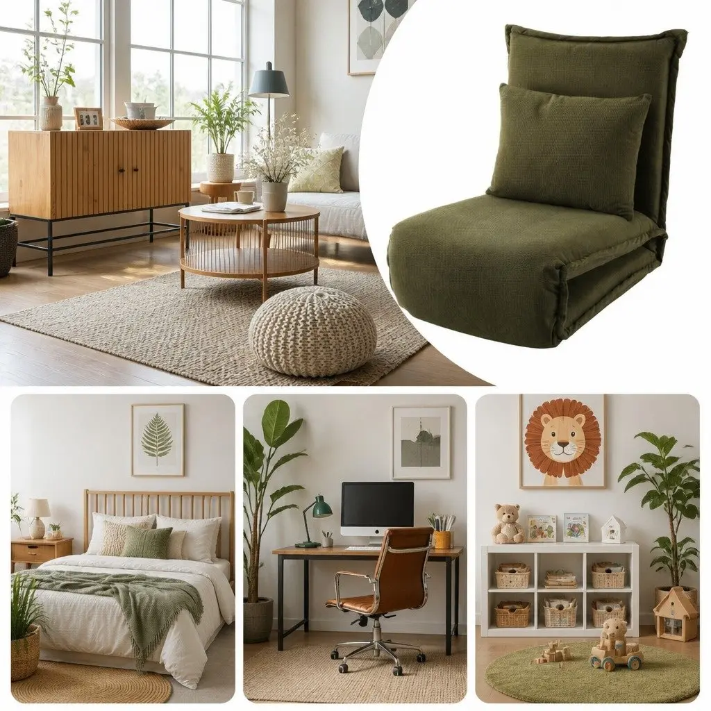 Foldable Green Lounge Sofa Bed