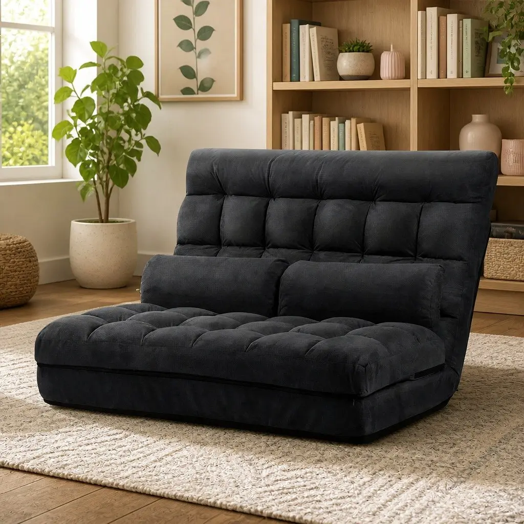 Charcoal Floor Lounge Sofa Bed with Easy Care