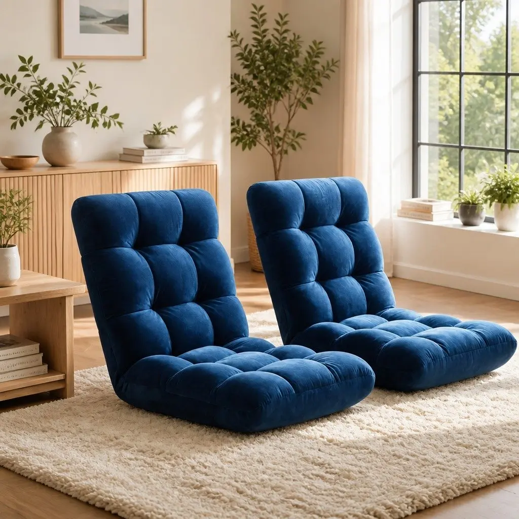 Navy Lounge Sofa Chair with 14 Adjustable Positions
