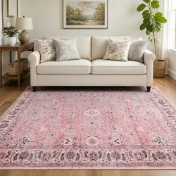 Floor Rug 160x230cm Large Washable Area Rug Vintage Floral Design Living Room