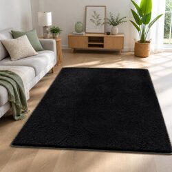 Reliable Black Plush Rug 140x200cm for Comfort and Style