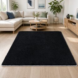 Versatile Black Plush Area Rug 160x230cm with Value