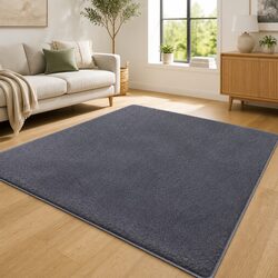 Warm and Inviting 200x230cm Dark Grey Plush Rug