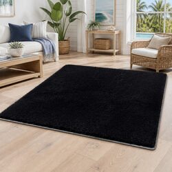 Floor Rug 200x290cm Plush Shaggy Area Rug Living Room Bedroom Black Carpet