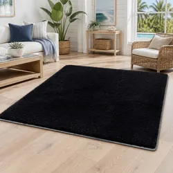 Floor Rug 200x290cm Plush Shaggy Area Rug Living Room Bedroom Black Carpet