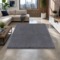 Comfortable Dark Grey Plush Rug 200x290cm