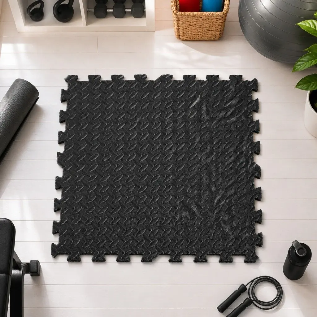 EVA Foam Mat 12Pcs Gym Floor Interlocking Tiles Shock-proof Noise Reduction Soft