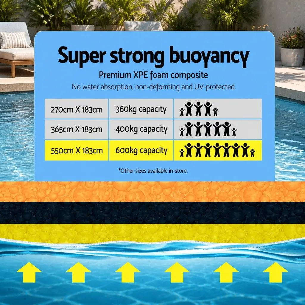 Floating Water Mat 5.5x1.8m XPE Foam Pad Pool Island Platform Yellow Black