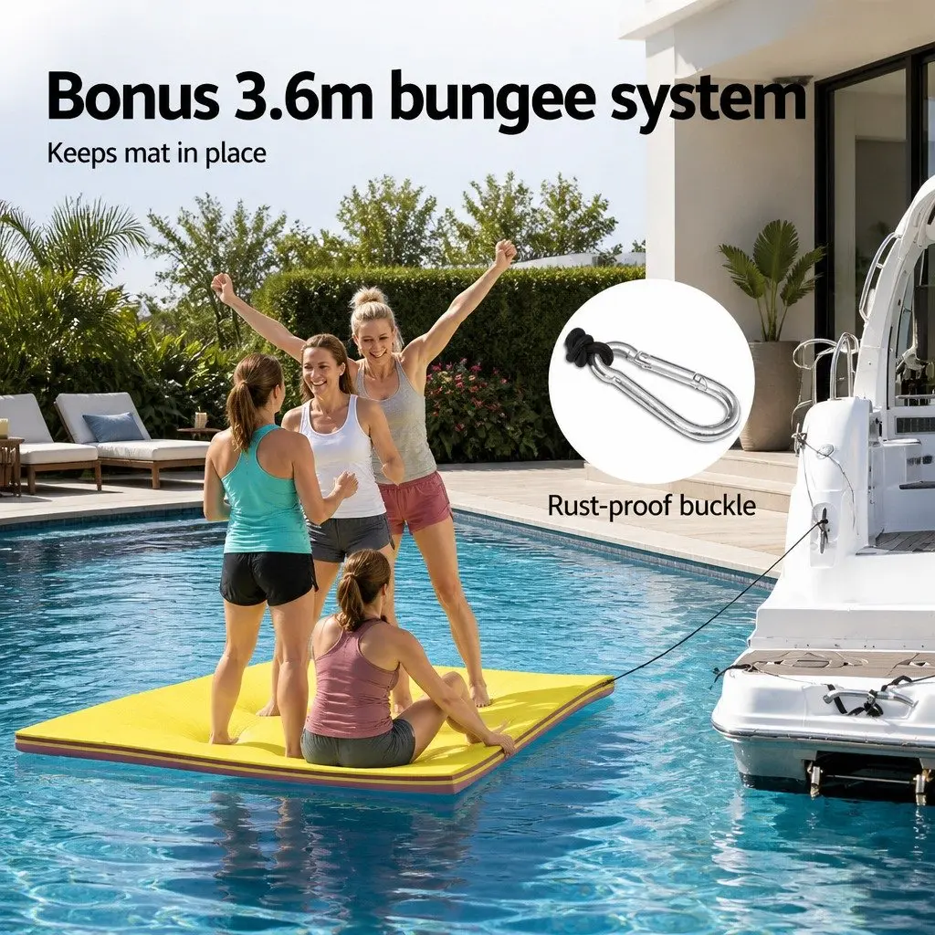 Floating Water Mat 5.5x1.8m XPE Foam Pad Pool Island Platform Yellow Black