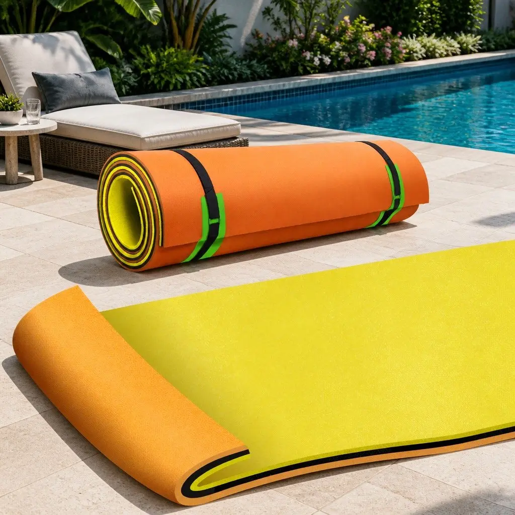 Floating Water Mat 5.5x1.8m XPE Foam Pad Pool Island Platform Yellow Black