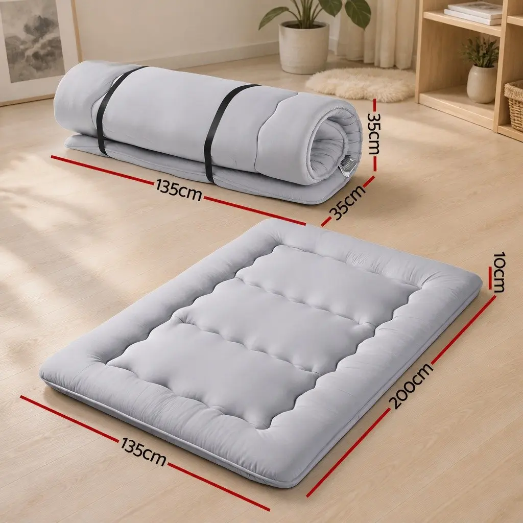 Japanese Floor Mattress Camping Yoga 10cm Thick Double Size Grey