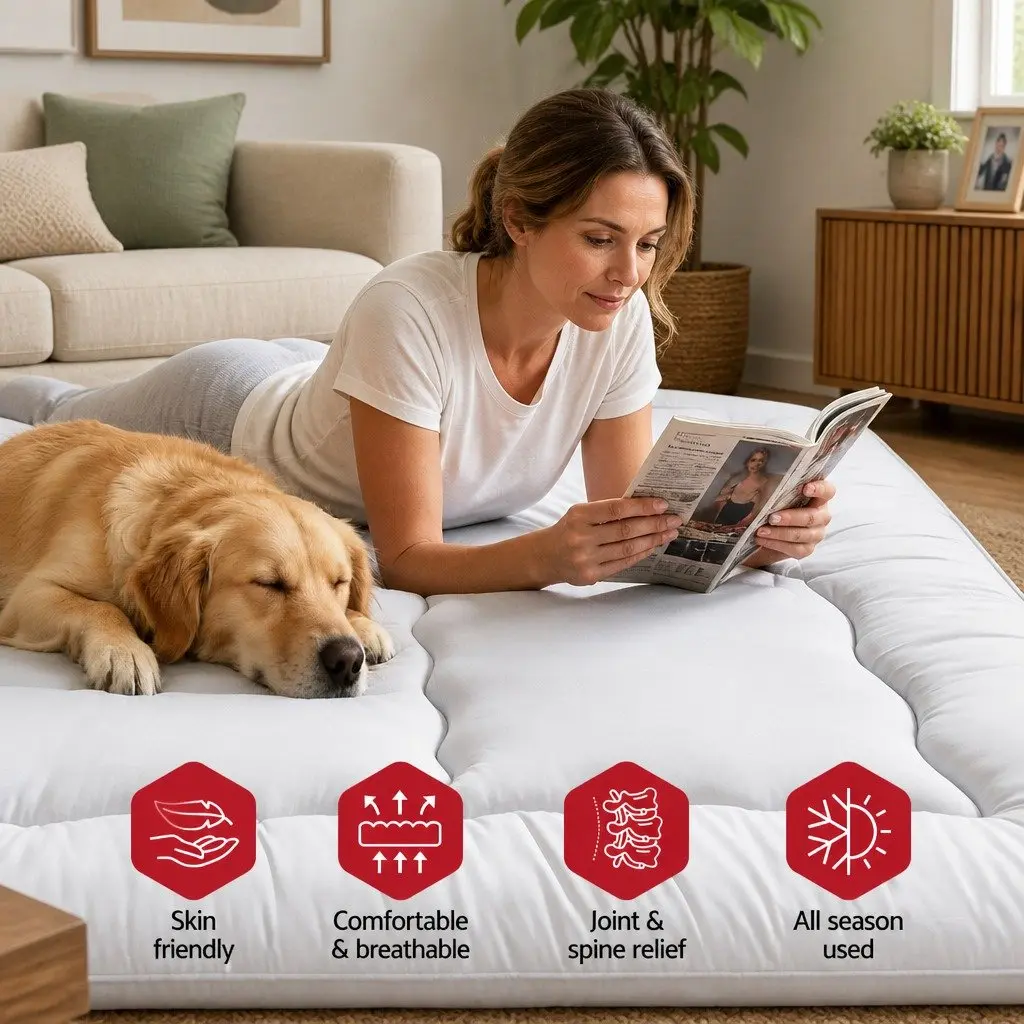 Japanese Floor Mattress Camping Yoga 10cm Thick Double Size Grey