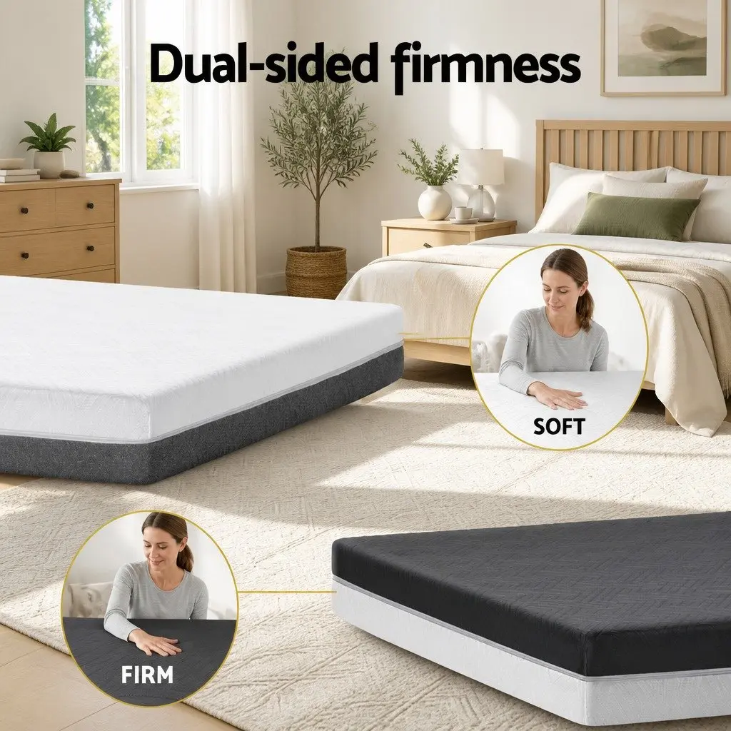 Memory Foam Mattress King Size Cool Gel 15cm Dual Firmness Hypoallergenic White Grey