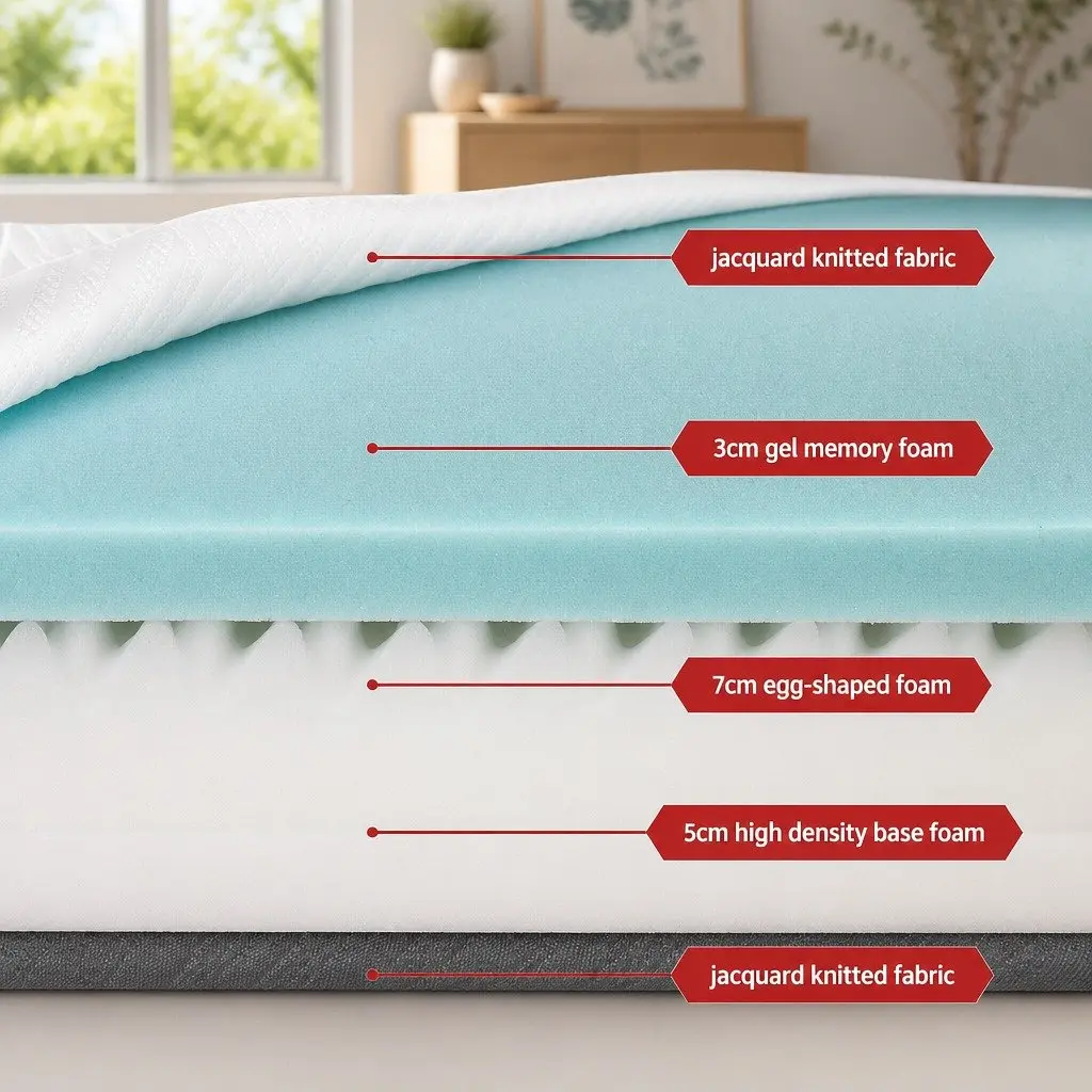 Memory Foam Mattress King Size Cool Gel 15cm Dual Firmness Hypoallergenic White Grey
