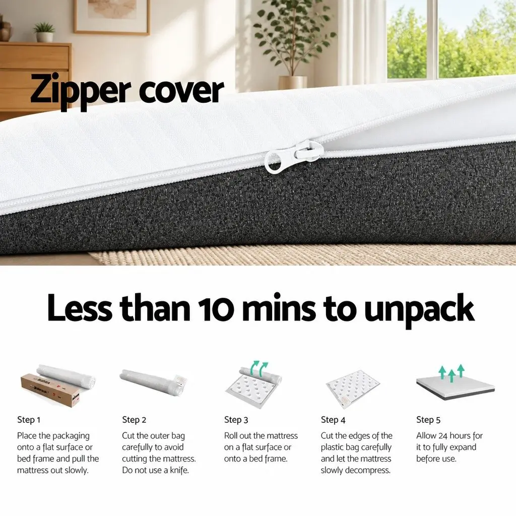 Memory Foam Mattress King Size Cool Gel 15cm Dual Firmness Hypoallergenic White Grey