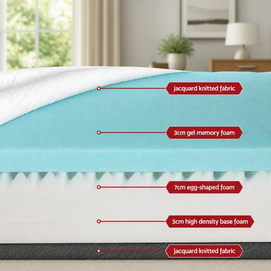 Memory Foam Mattress Single 15cm Cool Gel Pressure Relief Supportive White or Grey