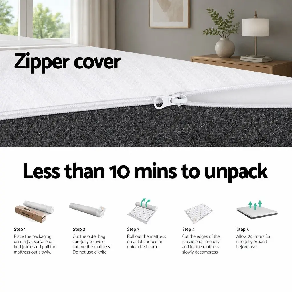 Memory Foam Mattress Single 15cm Cool Gel Pressure Relief Supportive White or Grey