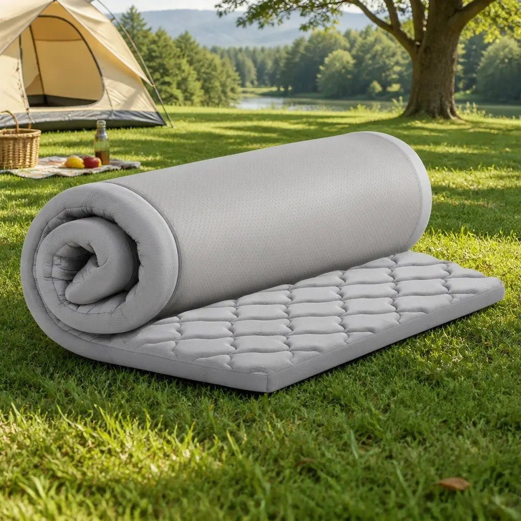 Foldable Camping Mattress Indoor Outdoor Use Grey 190cm x 90cm x 5cm
