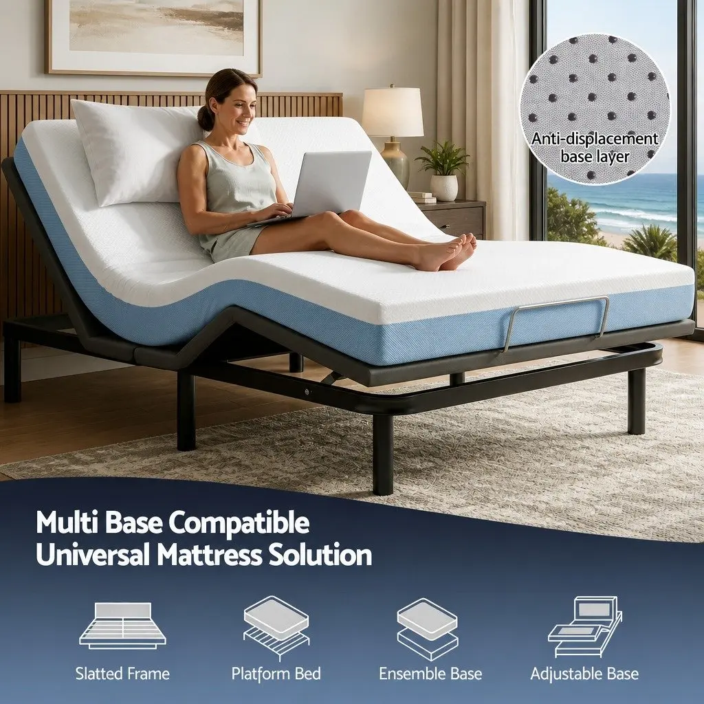 Memory Foam Mattress Cooling Gel Medium Firm Double 22cm White Blue