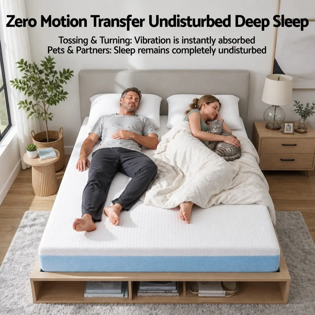 Memory Foam Mattress Queen Cooling Gel 22cm Medium Firm Support Topper White Blue