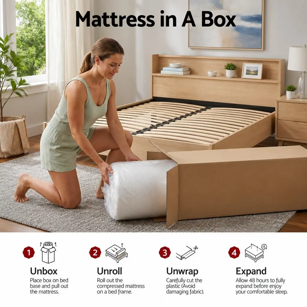 Memory Foam Mattress Queen Cooling Gel 22cm Medium Firm Support Topper White Blue