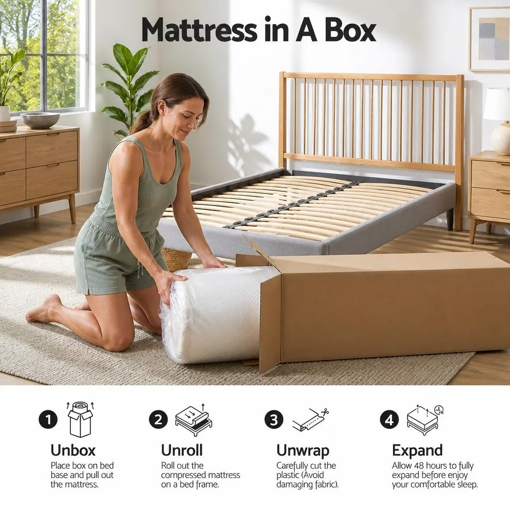 Memory Foam Mattress Single 22cm Cooling Gel Medium Firm Pressure Relief White and Blue