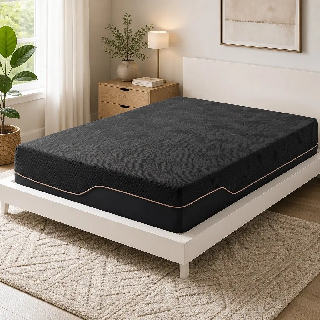 Double Memory Foam Mattress Cooling Gel 30cm Medium Firm Double Black