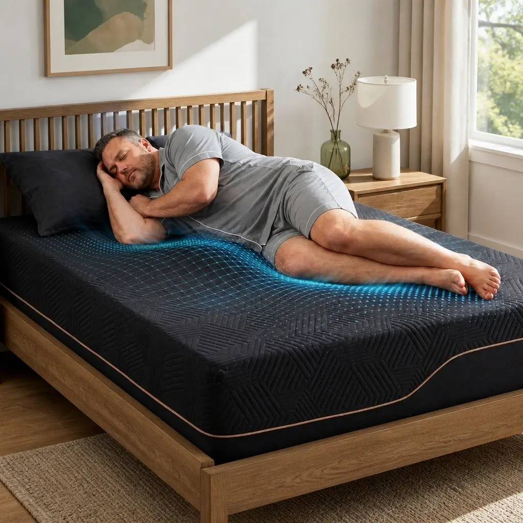 Cooling Memory Foam Mattress King Single 30cm Medium Firm Gel Black