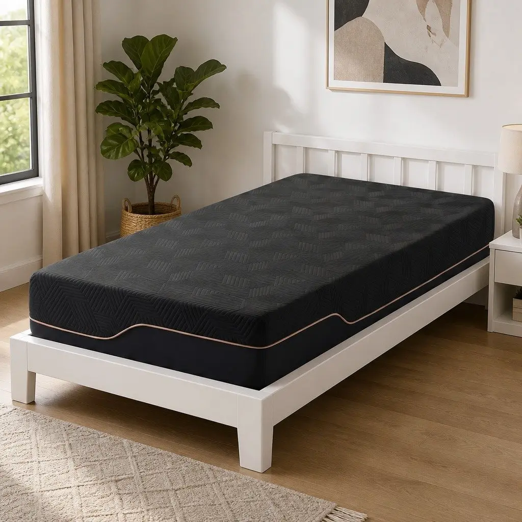 Cooling Memory Foam Mattress King Single 30cm Medium Firm Gel Black