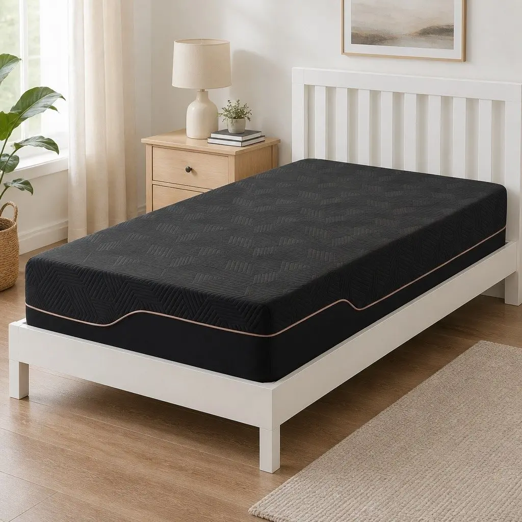 Single Memory Foam Mattress 30cm Cooling Gel Medium Firm Black