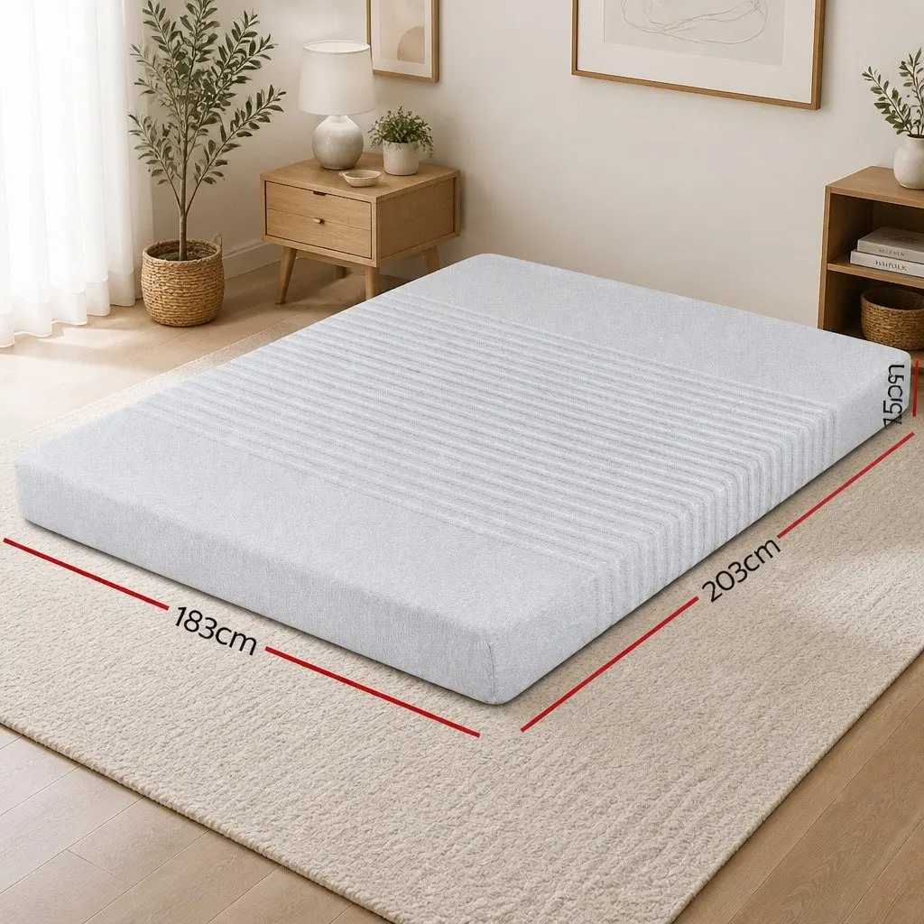 Memory Foam Mattress 15cm Bamboo Cover Grey Cooling Gel 7 Zone Support King Size